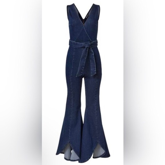 VENUS Pants - VENUS Deep Blue Flared Jumpsuit size 2 NWOT